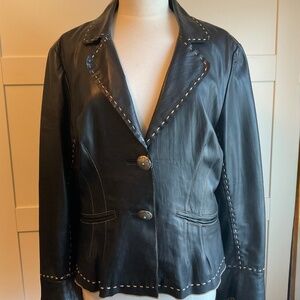 Tasha Polizzi black leather jacket size 12